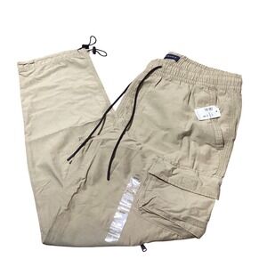 Aeropostale Active Utility Cargo Pants Mens Size L Drawstring Waist Khaki - NWT